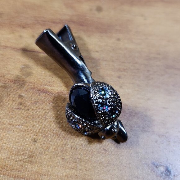 Antique Lady Bug Hair Clip Crystals & Onyx main image 5